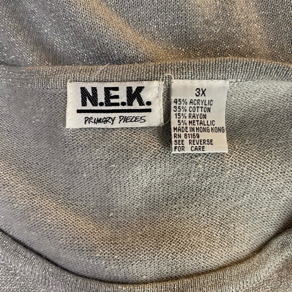 N.E.K. Primary Pieces Silver Sparkle Metallic Woven Shirt Top 3x - Picture 2 of 6